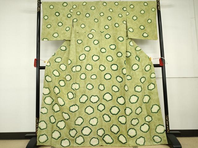 平和屋着物●訪問着 紬地 絞り 舞花文 正絹 逸品 AABG7866cs