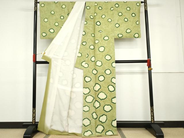 平和屋着物●訪問着 紬地 絞り 舞花文 正絹 逸品 AABG7866cs