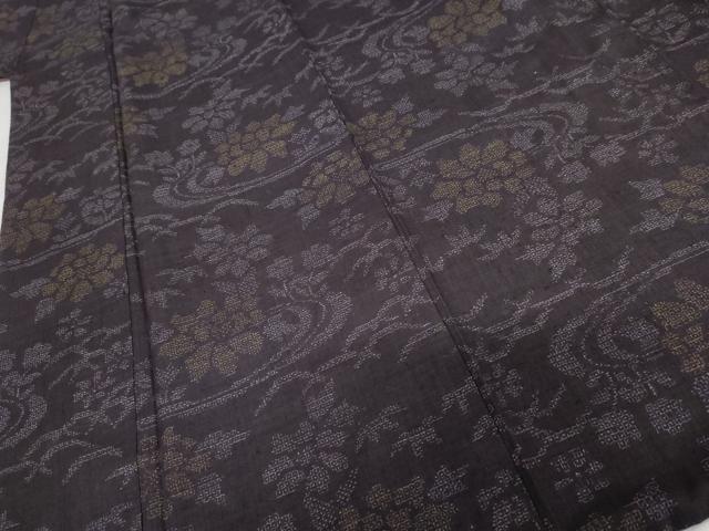 平和屋着物●結城紬 80亀甲 流水草花文 西武百貨店扱い 正絹 逸品 AABG7867cs