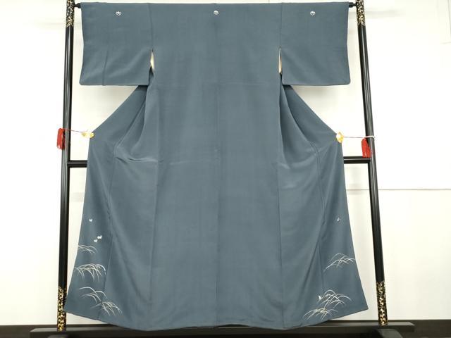 平和屋着物●アンティーク 大正ロマン 色留袖 手描き 稲穂に雀 正絹 逸品 AABG7871cs