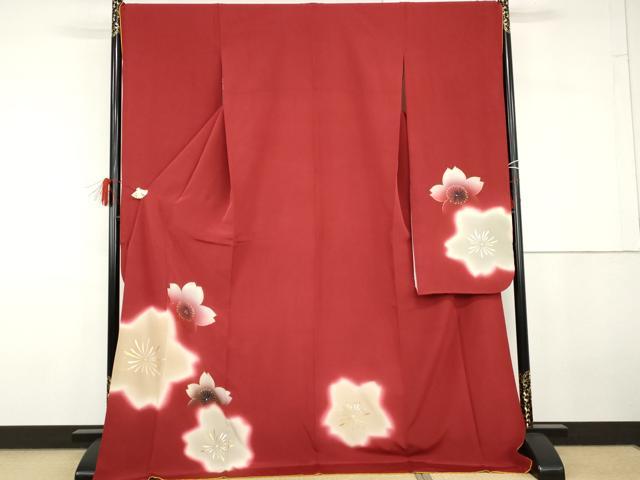 平和屋着物●豪華振袖 舞桜文 暈し染め 金彩 ロング丈 正絹 逸品 AABG7876cs