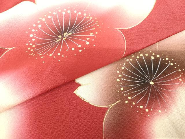 平和屋着物●豪華振袖 舞桜文 暈し染め 金彩 ロング丈 正絹 逸品 AABG7876cs