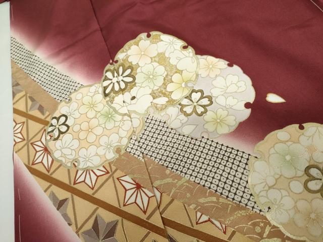 平和屋着物●豪華振袖 雪輪花文 暈し染め 金彩 仮絵羽 逸品 未使用 AABG7878cs