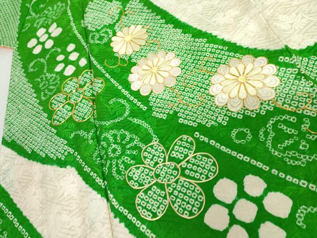 平和屋着物●豪華振袖 駒刺繍 絞り 束ね熨斗花唐草文 金糸 正絹 逸品 AABG7879cs