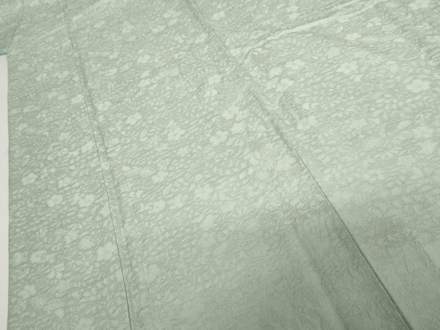 平和屋着物●上質な色無地 辻が花地紋 青磁鼠色 正絹 逸品 AABG7880cs