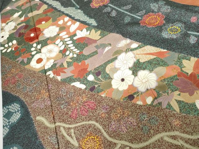平和屋着物●豪華振袖 鴛鴦花文 ロング丈 正絹 逸品 AABG8005cs