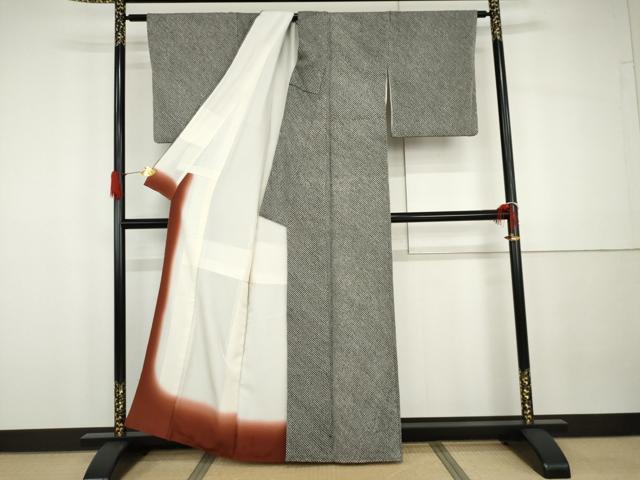 平和屋着物●大変加工の良い総絞り小紋 黒地 正絹 逸品 AABG8012cs