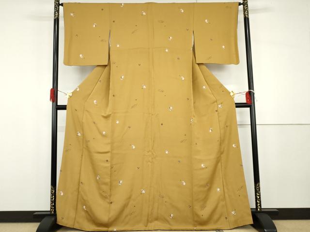 平和屋着物●上質な小紋 手描き 招き猫 正絹 逸品 AABG8013cs