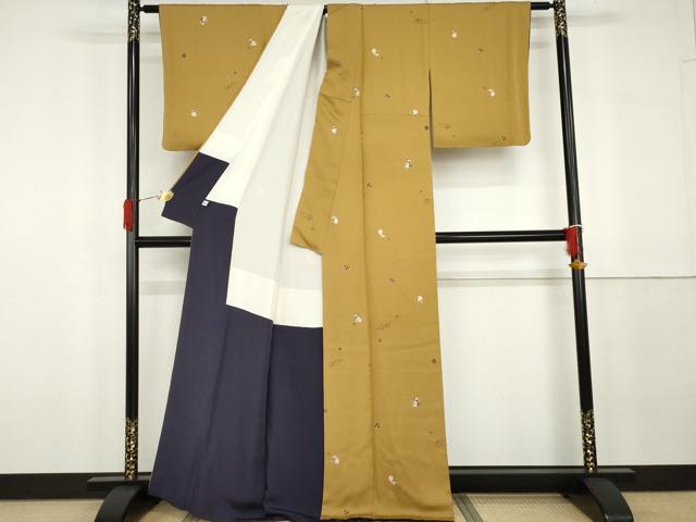 平和屋着物●上質な小紋 手描き 招き猫 正絹 逸品 AABG8013cs
