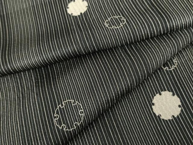 平和屋着物●上質な小紋 雪輪文 黒地 正絹 逸品 AABG8017cs