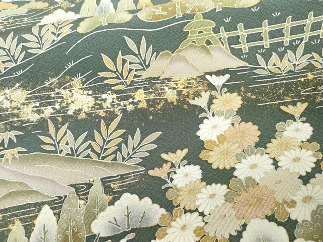 平和屋着物●訪問着 友禅 風景梅松花文 金彩 反端付き 正絹 逸品 AABG8022cs