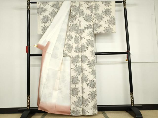 平和屋着物●本場大島紬 白大島 一元7マルキ 総絣 乱菊 松坂屋扱い 証紙付き 正絹 逸品 AABG8023cs