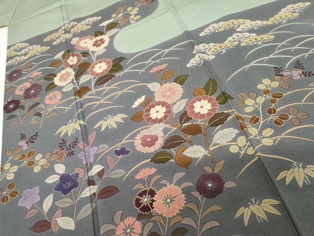 平和屋着物●訪問着 笹松芝花文 金彩 正絹 逸品 AABG8029cs