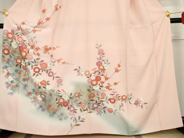 平和屋着物●訪問着 友禅 枝花文 暈し染め 金彩 正絹 逸品 AABG8036cs