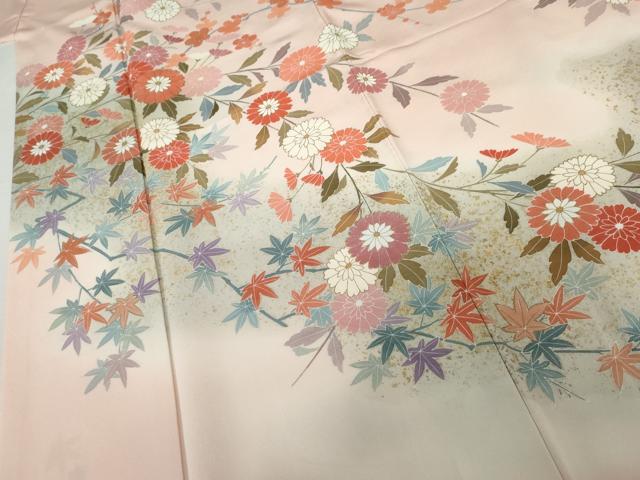 平和屋着物●訪問着 友禅 枝花文 暈し染め 金彩 正絹 逸品 AABG8036cs