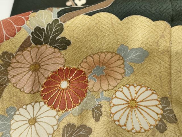 平和屋着物●訪問着 駒刺繍 雲取り枝花文 金彩 正絹 逸品 AABG8040cs