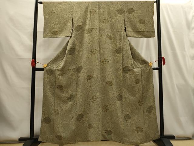 平和屋着物■上質な小紋 更紗花文 鬼しぼ縮緬 正絹 逸品 AABG8046sx