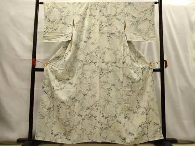 平和屋着物■上質な小紋 流水枝葉文 正絹 逸品 AABG8047sx