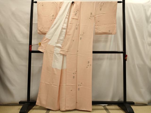 平和屋着物■上質な小紋 飾花文 銀糸 正絹 逸品 AABG8050sx