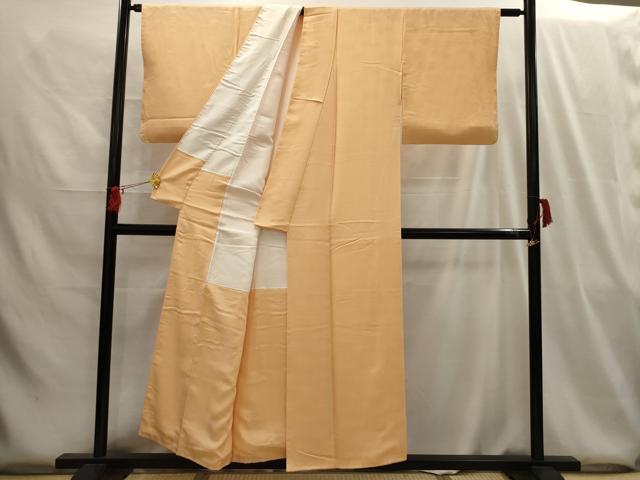 平和屋着物■上質な色無地 紋意匠 杏色 正絹 逸品 AABG8062sx