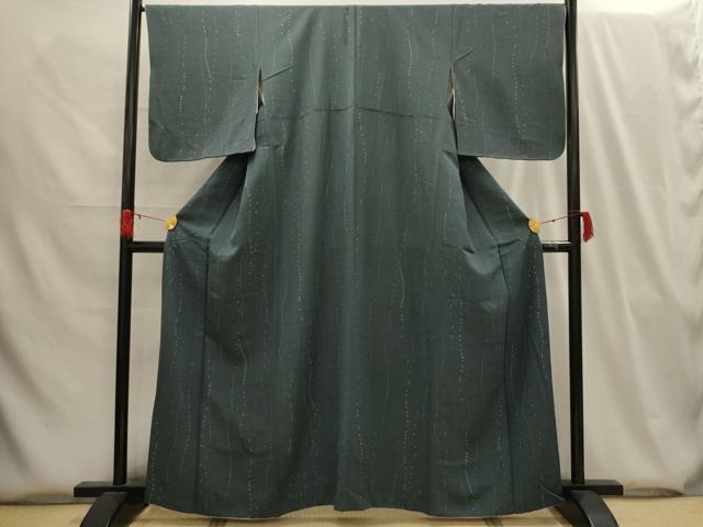 平和屋着物■上質な小紋 よろけ縞 正絹 逸品 AABG8069sx