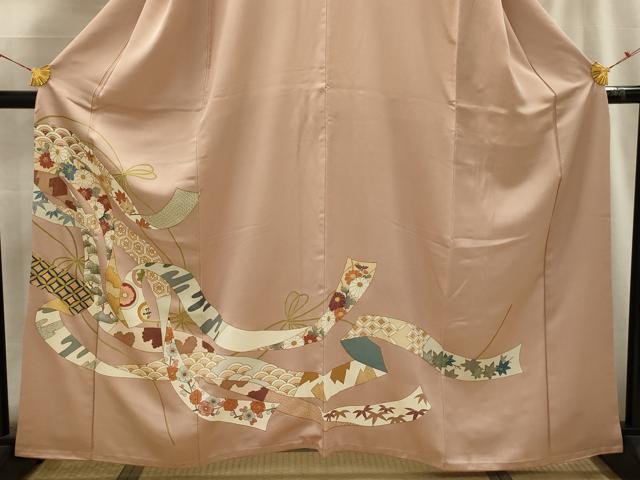 平和屋着物■豪華色留袖 刺繍 松竹梅 鬘帯吉祥花文 金糸 金彩 正絹 逸品 AABG8088sx