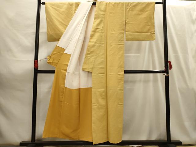 平和屋着物■上質な紬 萱草色 正絹 逸品 AABG8100sx