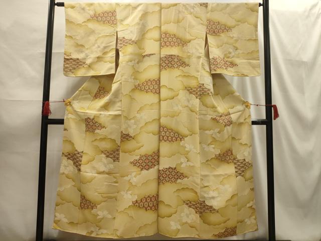 平和屋着物■上質な小紋 雲取吉祥花文 暈し染め 正絹 逸品 AABG8143sx