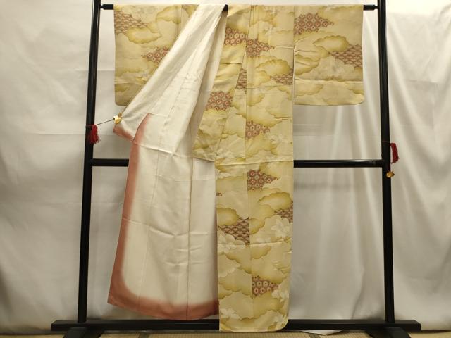 平和屋着物■上質な小紋 雲取吉祥花文 暈し染め 正絹 逸品 AABG8143sx