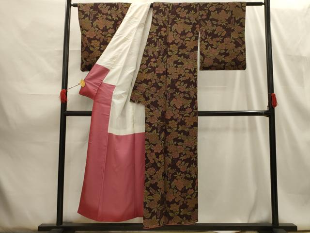 平和屋着物■上質な小紋 草花文 正絹 逸品 AABG8152sx