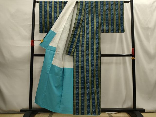 平和屋着物■上質な紬 絣柄 正絹 逸品 AABG8154sx