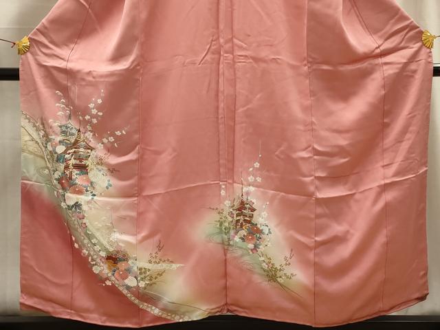 平和屋着物■訪問着 雪輪花文 暈し染め 金彩 正絹 逸品 AABG8175sx