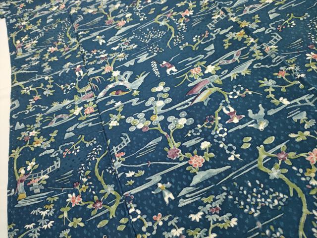 平和屋着物■上質な小紋 人物風景文 正絹 逸品 AABG8209sx