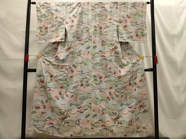平和屋着物■上質な小紋 花鳥文 金彩 正絹 逸品 AABG8219sx