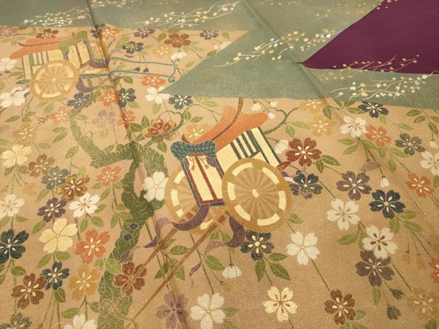 平和屋着物■訪問着 刺繍 御所車花文 金糸 金彩 正絹 逸品 AABG8231sx