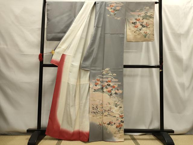 平和屋着物■訪問着 流水草花文 暈し染め 金彩 正絹 逸品 AABG8232sx