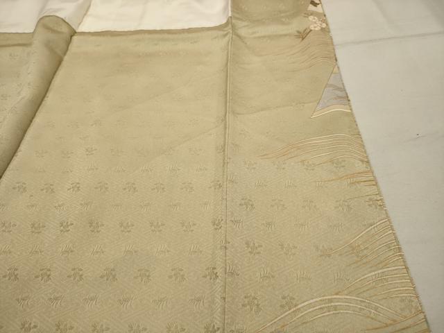 平和屋着物■豪華色留袖 駒刺繍 立波扇面花文 金彩 正絹 逸品 AABG8295sx