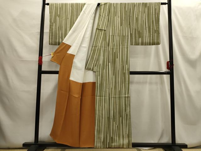 平和屋着物■上質な小紋 間道 地紋起こし 正絹 逸品 AABG8328sx