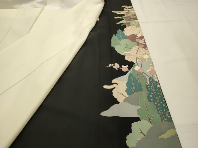 平和屋着物■豪華黒留袖 作家物 松竹梅飛鶴風景文 正絹 逸品 AABG8346sx