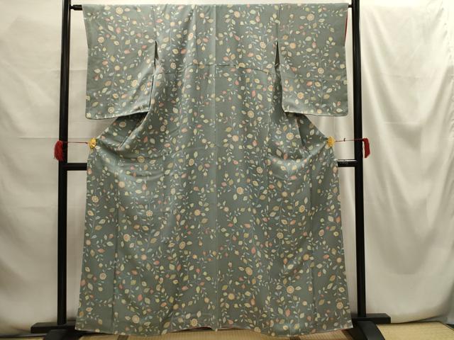 平和屋着物■上質な小紋 草花文 正絹 逸品 AABG8371sx