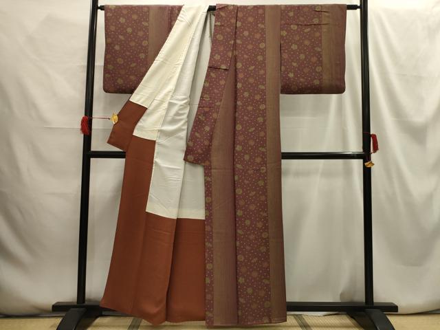 平和屋着物■上質な小紋 草花文 正絹 逸品 AABG8372sx
