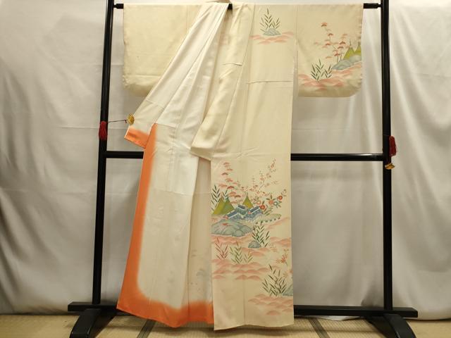 平和屋着物■訪問着 松竹梅風景文 正絹 逸品 AABG8397sx