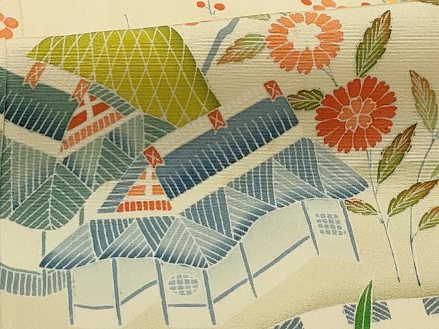 平和屋着物■訪問着 松竹梅風景文 正絹 逸品 AABG8397sx