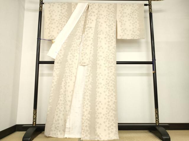 平和屋着物▽本塩沢 単衣 蔦草間道 正絹 逸品 AABG8410ck