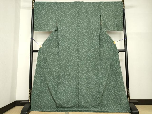 平和屋着物▽上質な小紋 単衣 流水花文 ロング丈 正絹 逸品 未使用 AABG8426ck