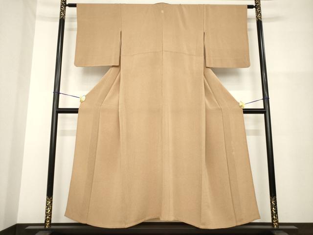 平和屋着物▽江戸小紋 単衣 昨夏物極小鮫小紋柄 伽羅色 鬼しぼ縮緬 正絹 逸品 AABG8428ck