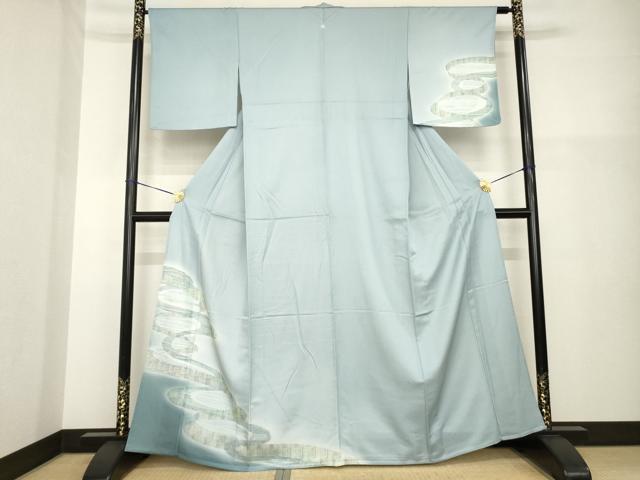 平和屋着物▽洗える最高級着物 <英>はなぶさ謹製 訪問着 単衣 流水文 暈し染め AABG8429ck