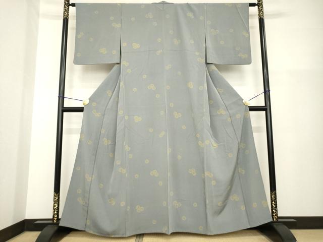 平和屋着物▽上質な小紋 単衣 舞花文 正絹 逸品 AABG8439ck