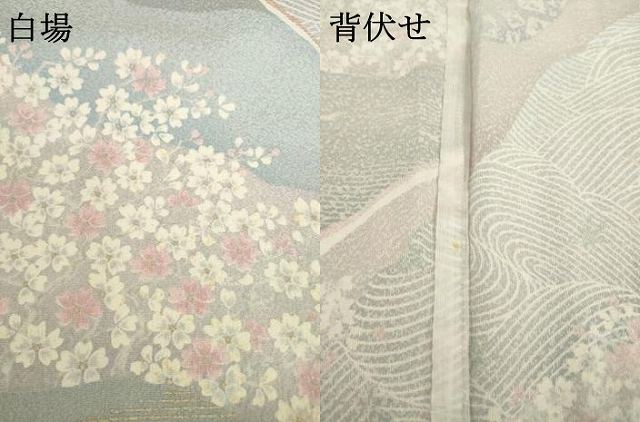 平和屋着物▽上質な小紋 単衣 舞花文 正絹 逸品 AABG8454ck