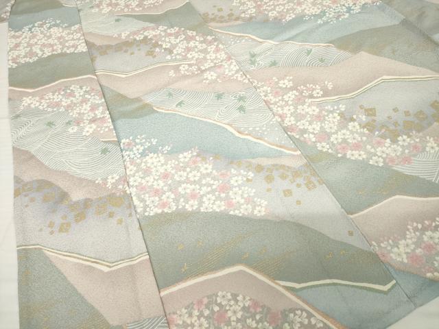 平和屋着物▽上質な小紋 単衣 舞花文 正絹 逸品 AABG8454ck